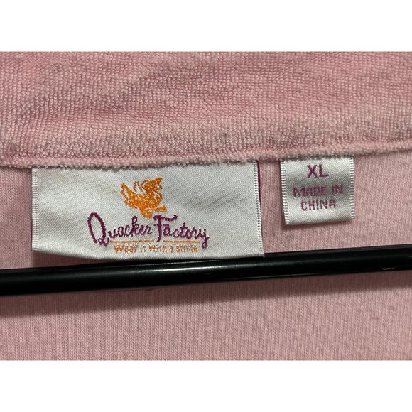 Quacker Factory French Terry Lounge Dress Pink Sz XL Mother Of Pearl Buttons - Picture 5 of 10